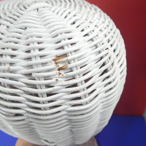 White Wicker Mannequin Head Hat Stand Display Vintage MCM 19" Tall Long Neck - Picture 9 of 14